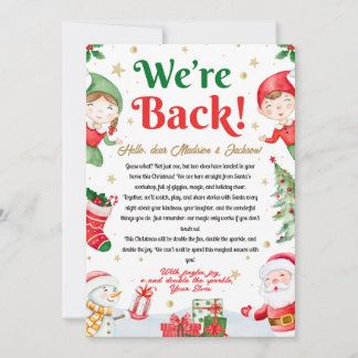 We're Back Elf Arrival Letter Elves Christmas Einladung