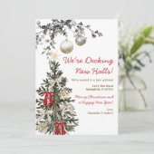 We're Decking New Halls Christmas Tree New Home Einladung (Stehend Vorderseite)