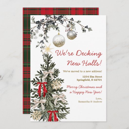 We're Decking New Halls Christmas Tree New Home Einladung (Vorne/Hinten)
