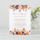 We're Eloping Colorful Fall Floral Reception Einladung (Stehend Vorderseite)