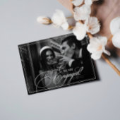 We're Engaged Dark Vintage Photo Engagement Party Einladung