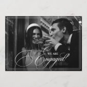 We're Engaged Dark Vintage Photo Engagement Party Einladung (Vorderseite)