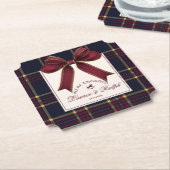 We're engaged Engagement Party Red Bow Christmas Untersetzer (angewinkelt)