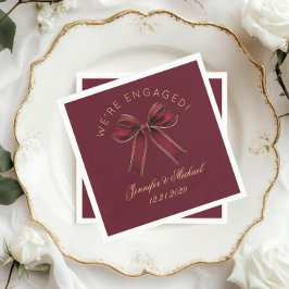 We're engaged Engagement party Red Bow luxury Serviette