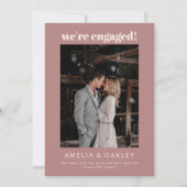 We're Engaged Minimalist Elegant Photo Dusty Rose Ankündigung (Vorderseite)