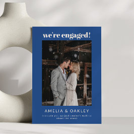 We're Engaged Minimalist Elegant Photo French Blue Ankündigung