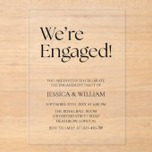 We're Engaged Minimalist Engagement Party Acryleinladungen (Vorderseite)