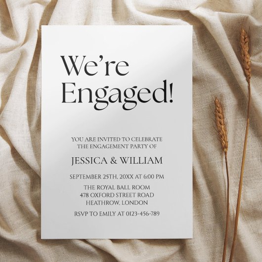 We're Engaged Minimalist Engagement Party Einladung