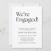 We're Engaged Minimalist Engagement Party Einladung (Vorderseite)