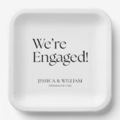We're Engaged Minimalist Engagement Party Pappteller (Vorderseite)
