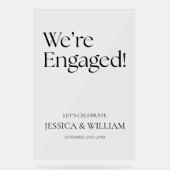 We're Engaged Modern Acrylic Engagement Sign  Acrylschild (Vorderseite)