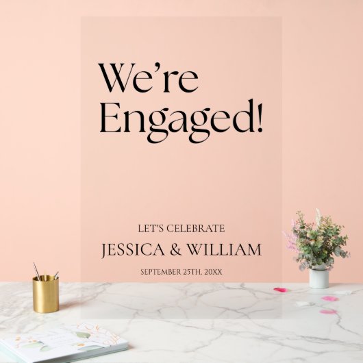 We're Engaged Modern Acrylic Engagement Sign  Acrylschild (Hochzeit)