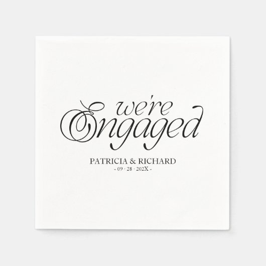 We're Engaged Modern Minimalist Engagement Party Serviette (Vorderseite)