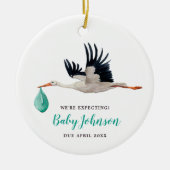 We're Expecting! Gender Neutral Stork Keramik Ornament (Vorne)