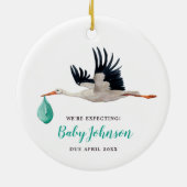 We're Expecting! Gender Neutral Stork Keramik Ornament (Hinten)