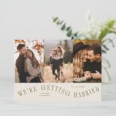 We're Getting Married Multi Photo Cream Save The Date (Stehend Vorderseite)
