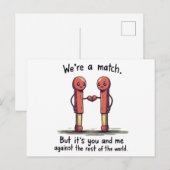 We're hat Match: Cute Matchstick Love Pun Wird Postkarte (Vorne/Hinten)