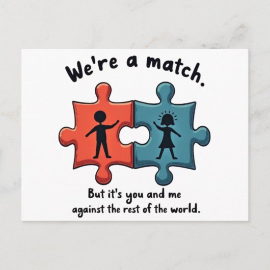 We're hat Match: Perfekt Puzzle Piece Love Postkarte (Vorderseite)