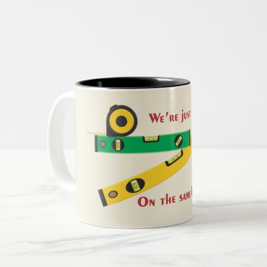 We're just not on the same level! zweifarbige tasse (Vorderseite Links)