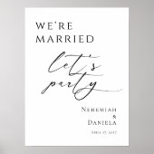 We're Married Let's Party Elopement welcome Poster (Vorne)