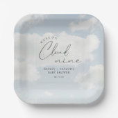 We're On Cloud 9 Baby Shower Pappteller (Vorderseite)