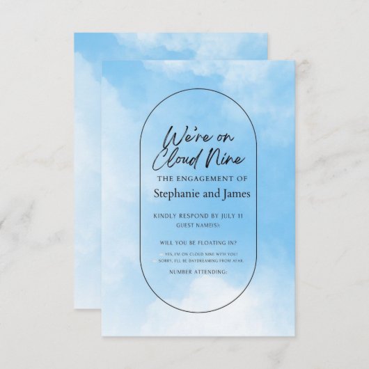We're On Cloud Nine Response Card RSVP Karte (Vorne/Hinten)