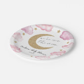 We're Over The Moon Pink Celestial Baby Shower Pappteller (Schrägansicht)
