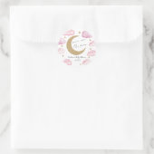 We're Over The Moon Pink Celestial Baby Shower Runder Aufkleber (Tasche)