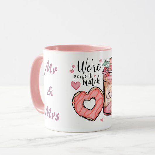 We're Perfect Match Mr & Mrs Couple Romantic Funky Tasse (Vorderseite Links)