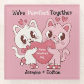We're Purrfect Together Cute Valentine Pillow Glasuntersetzer (Vorderseite)