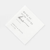 We're So Glad You're Here Minimal Paper Wedding Serviette (Ecke)