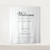 We're so glad you're here wedding welcome sign  wandteppich (Vorderseite)