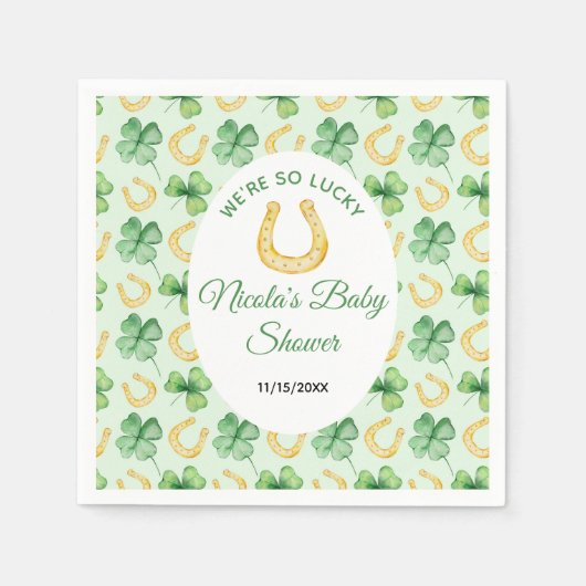 We're So Lucky Horseshoe St Patrick's Baby Shower Serviette (Vorderseite)