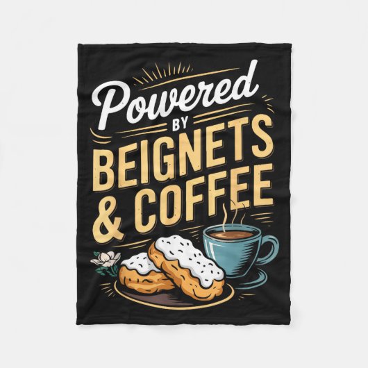 Wered By Beignets And Coffee Funny New Orleans Quo Fleecedecke (Vorderseite)