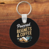 Wered By Beignets And Coffee Funny New Orleans Quo Schlüsselanhänger (Vorderseite)