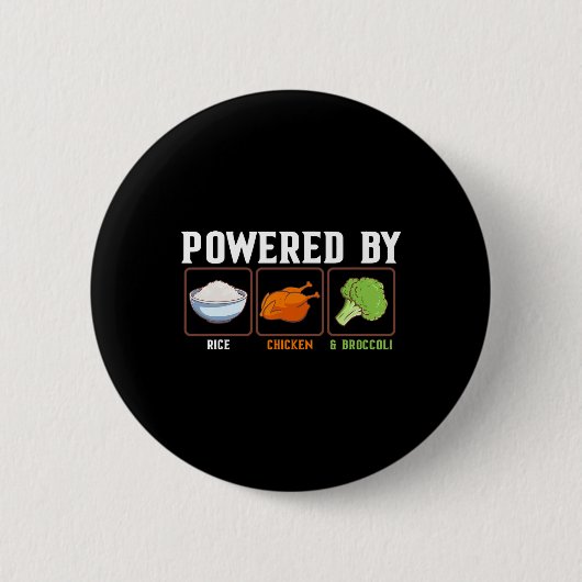 Wered By Rice Chicken And Broccoli Funny New Year Button (Vorderseite)