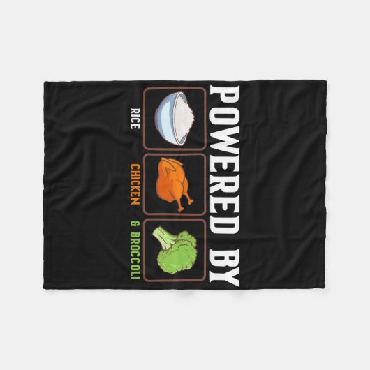 Wered By Rice Chicken And Broccoli Funny New Year Fleecedecke (Vorderseite (Horizontal))