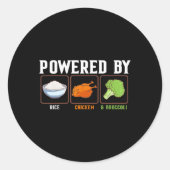 Wered By Rice Chicken And Broccoli Funny New Year  Runder Aufkleber (Vorderseite)