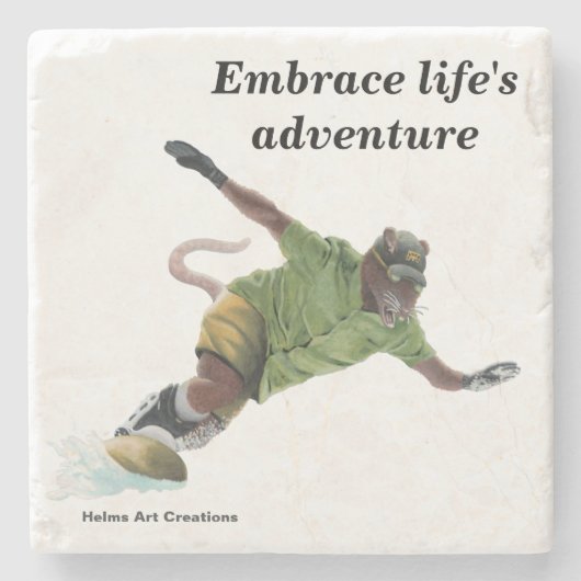 Wererat Snowboarder Sport Fantasy Stone Untersetze Steinuntersetzer (Vorderseite)