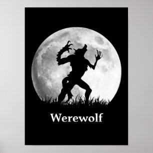 Werewolf am Vollmond - cooles Halloween Poster