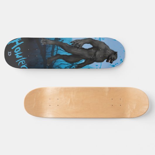 Werewolf auf Blue D Brand Skateboard (Horizontal)