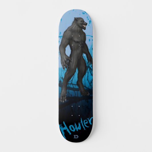 Werewolf auf Blue D Brand Skateboard (Vorderseite)