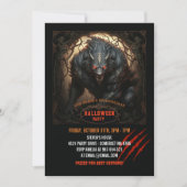 Werewolf Eyes on Fire Gothic Halloween Einladung (Vorderseite)