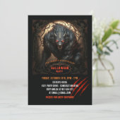 Werewolf Eyes on Fire Gothic Halloween Einladung (Stehend Vorderseite)
