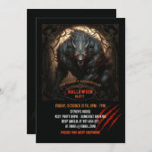 Werewolf Eyes on Fire Gothic Halloween Einladung (Vorne/Hinten)