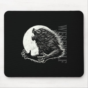 Werewolf Full Moon Creepy Monster Halloween Folklo Mousepad