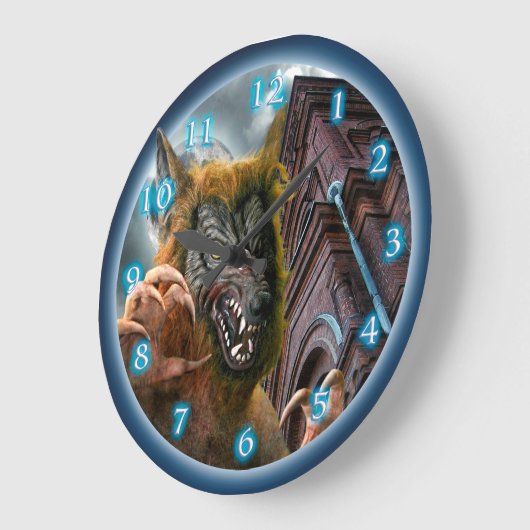 Werewolf Full Moon Große Wanduhr (Winkel)