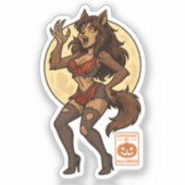 Werewolf Girl Cartoon Aufkleber (Vorderseite)