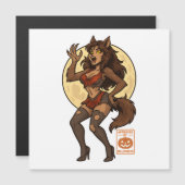 Werewolf Girl Cartoon Magnetkarte (Vorne/Hinten)