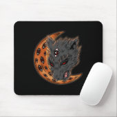 Werewolf Halloween Crescent Moon Horror Eyes Goth Mousepad (Mit Mouse)